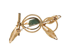 Vintage Owl Pin Brooch with Jade and Pearl Accents Gold Tone 1.5 Inches Tall