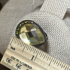 HSN Designer Signed M & CN Multi Gemstone Yellow Teardrop Faceted Cocktail Ring