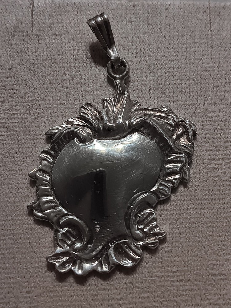 Antique Art Nouveau Sterling Silver Monogram Cartouche Pendant