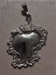 Antique Art Nouveau Sterling Silver Monogram Cartouche Pendant