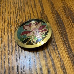 Vintage Samuel Huang Cloisonné Pendant Lotus Flower with chain.
