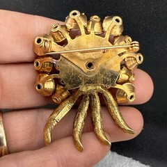 Vintage Selro Selini Rhinestone Brooch Gold Tone AB