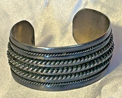 Vintage Sterling Silver Cuff Bracelet Rope Twist Accents 6″x1.25″ 56g J1