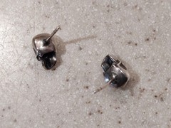 VINTAGE 925 STERLING SILVER SKULL PIERCED/POST STUD EARRINGS