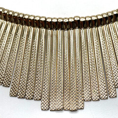 Brutalist Modernist Textured Fringe 16” Collar Geometric Gold Necklace (G1)