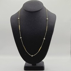 Freshwater Pearl Multi Style Link Gold Tone Chain Vtg Station Necklace 24 Inch