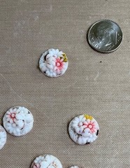 10 Antique Floral Milk Glass Cabochons Pink White Flower Jewelry Making NOS Lot