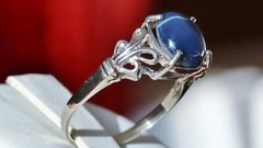 10k white gold ring 2.5ct natural blue star diffused sapphire sz 9 antique 3.4gr