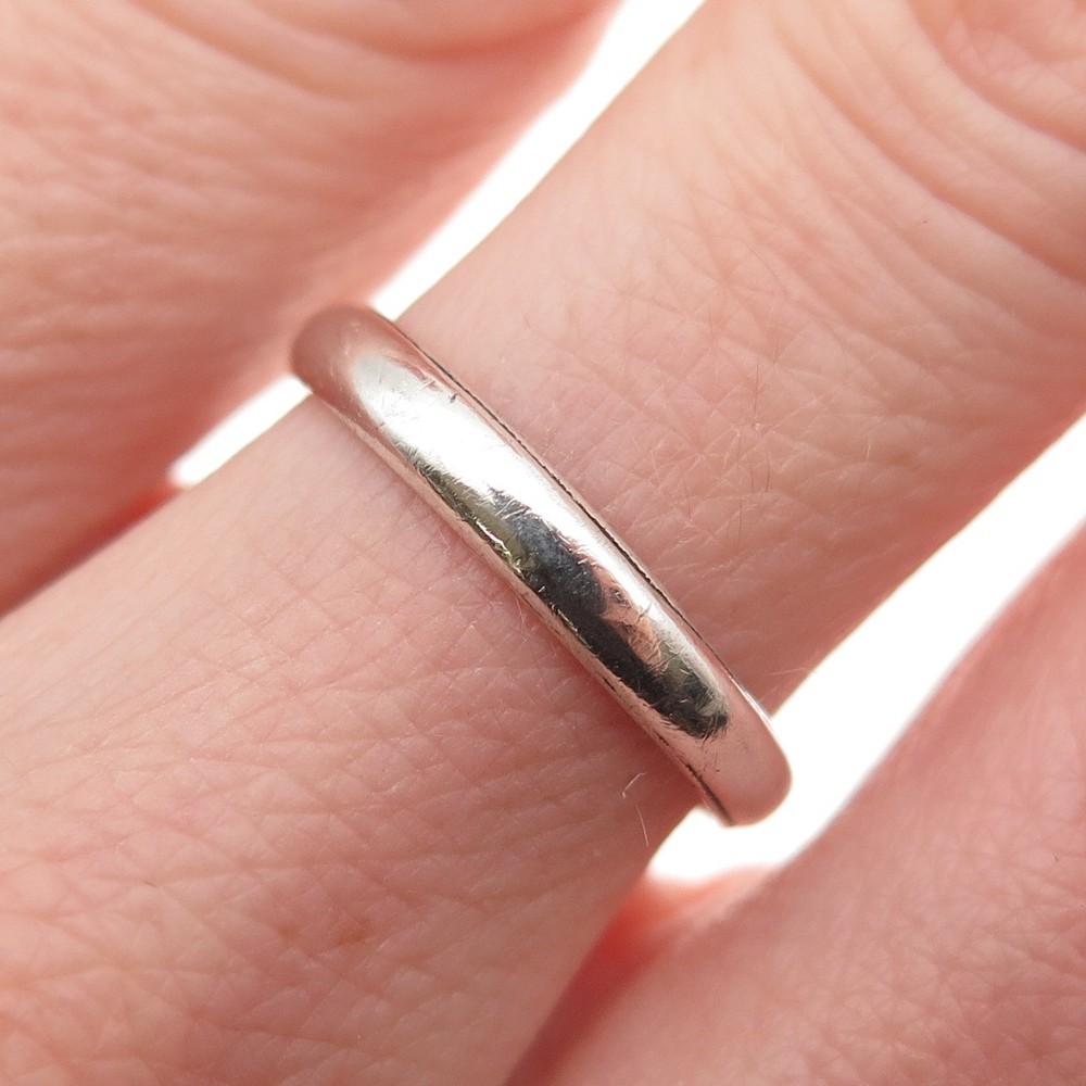 925 Sterling Antique Art Deco Engraved Classic Wedding Band Ring Size 6.75