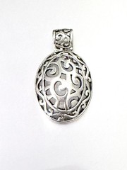 Estate Vintage 925 Sterling Silver Open Work Scroll Design Slide Pendant