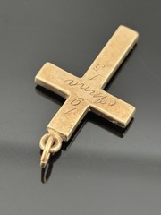 ATQ 1915 Rose Gold Filled Cross Pendant Yellow Gold Flower Accents 1.25″ ANNA