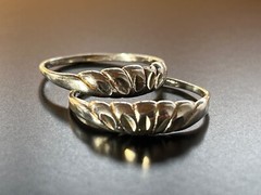 VTG Lot of 2 Handcrafted 925 Silver Stackable Rings Approx Size 7 Detailed 2.27G