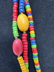 Vintage Boho Multi-Strand Wooden Bead Necklace Colorful Chunky Statement Layered
