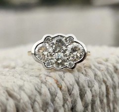 Art Deco Style Round Cut Lab-Created Diamond 14K Yellow Gold FN Anniversary Ring