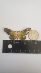 VTG Butterfly Jewelry Brooch Pin BUTTERFLY Translucent Purple Green Yellow 3″ *A