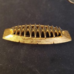 Statement JJ Brooch Pin Modern Contemporary Brushed Gold Tone MCM J Jonette EUC