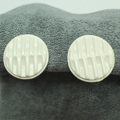 Earrings Clip On Vintage White Ribbed Round Disc Mod Mid Century Retro Jewelry