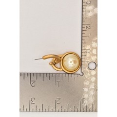 Vintage Pearl Drop Earrings Dangle Brushed Gold Matte Post Chunky NOS 1980s A23
