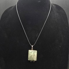 Sterling Silver Prehnite Gemstone Necklace 925