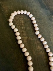 Vintage Les Bernard Pink Angel Skin Coral Beaded Choker Necklace 15” L