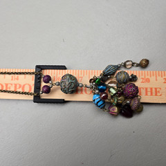 Boho Beaded Necklace Lot Paper Bead Blue Glass Charm Dangle Long Layered 3pc