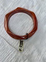 Vintage Lucite Resin Acrylic Bangle Bracelet Barnelli Creations NWT Red Marbled