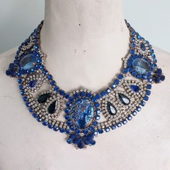 Fabulous Husar D Blue Cameo Rhinestone Necklace From Estate Of Texas Glamour Gal