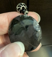 Vintage Beaded Necklace with Round Smoky Gray & Black Rhyolite Or Ocean Jasper