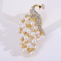 Vintage Style Peacock Bird Rhinestone Crystal White Bird Brooch Pin Pendant Gift