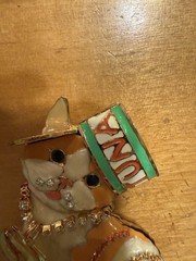 LATR2GO Lunch at The Ritz Enamel Rhinestone Kitty Orange Tabby Brooch #229