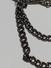 Vintage Style Ornate Metal Brooch Pin Black Agate Onyx Stone Chains Gothic…