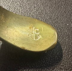 Brass cuff bracelet – signed SC anchor – 2.25 inch diameter – twisted