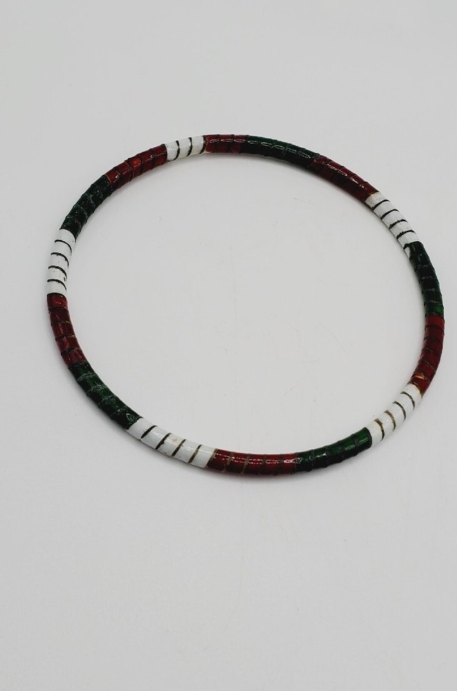 Vintage Red, White and Green Cloisonné 9.5″ round Bracelet