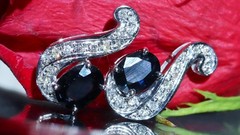 18k white gold 2.69ct natural, treated sapphire natural diamond earrings 5.78gr