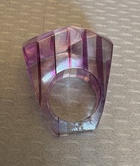 70s Vintage Lucite Ring Lilac Lavender Striped Clear Faceted High Dome size 5.5