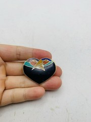 Vintage Signed Laurel Burch Rainbow “Bird Heart” Toucan Cloisonné Enamel Brooch