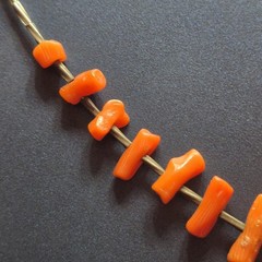 Vintage Handmade 14.5″ Long Graduated Coral Branch & Silver Heishi Bead Necklace