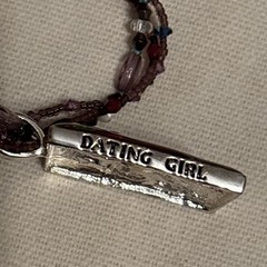 Vintage Necklace Pendant Earring Set Art Enamel 1990-2000’s “Dating Girl”