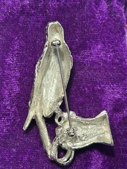 Tortolani Pewter Falcon & Falconer’s Gauntlet Brooch Detailed Pin Bird 3D Jewelr