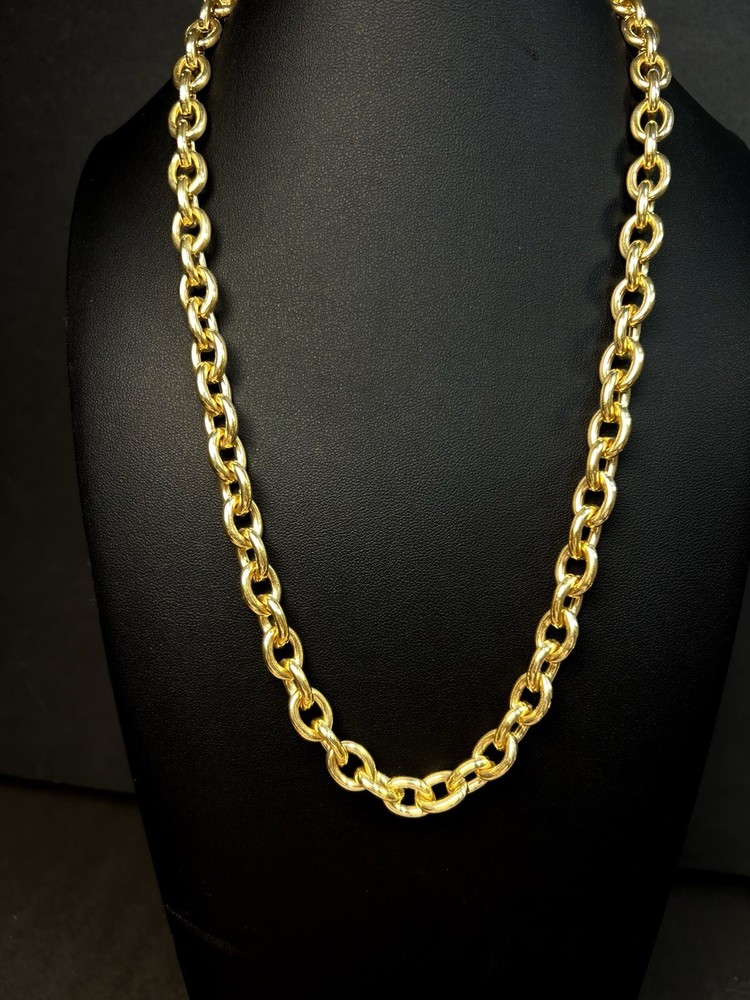 Vtg Monet Gold Tone Oval Links Chain Necklace Shepherds Hook 29 In.