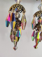 Vtg Rare LEWIS SEGAL California Watermelon AB Crystal Chandelier Earrings Pat…