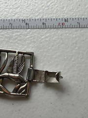 SILVER TONE BIRD PANEL LINK BRACELET NATURE CATTAILS BOX CLASP 7 IN WOMENS