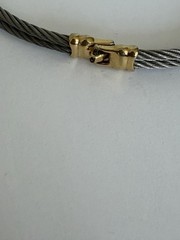Vintage Two Tone Stainless Steel Twisted Cable Wire Choker Necklace Gold Tone X