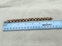 Vintage Red Rhine Stone Gold Tone Double Strand Bracelet 7 Inches