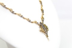 Vintage Tracht Floral 835 Silver Collier Garnet Pearl Gold-Plated, L: 40cm