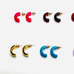 Vintage KJL by Kenneth Jay Lane half hoop Lucite earrings signed – 8 pair