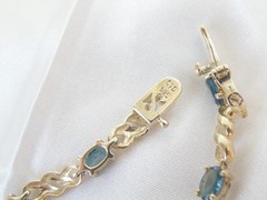 Sterling Silver 925 Natural Heated London Blue Topaz Tennis Bracelet 8″