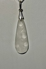 Art Deco Crystal Floral Frosted Molded Glass Pendant Necklace & Earring Set