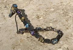 ✨💐🛍️Vintage 925 STERLING SILVER COLORFUL Multi GEMSTONE 💎 MARCASITE Bracelet✨