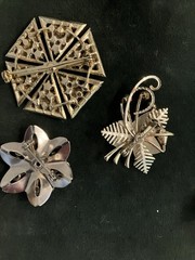 VTG. Rhinestone Brooch/Pin Silver Tone Lot 7 Pcs. EC SPARKLE 2 3/4′